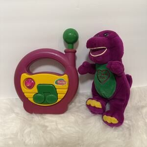 Vtg 1998 Playskool Barney The Dinosaur Purple Rockin' Radio Musical Toy & Plush